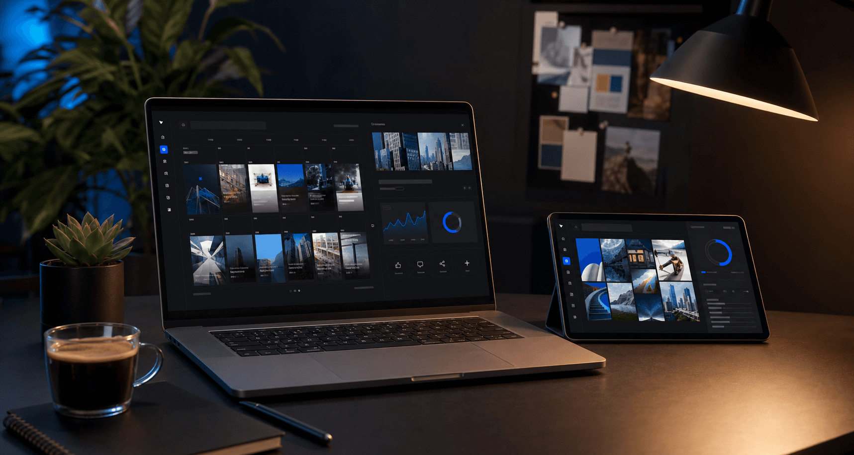 Visuel photoréaliste pour Gestion communication digitale mensuelle